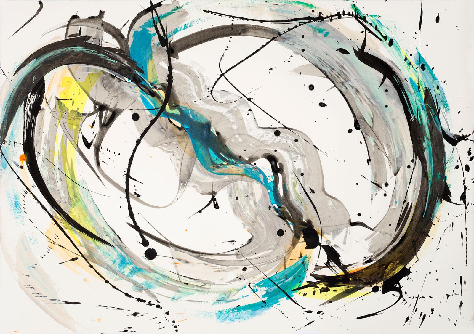 Jeanette Zippel, tanz-10, 2017, Tusche und Acryl auf Bütten, 60 x 83 cm, Preis auf Anfrage, SüdWestGalerie