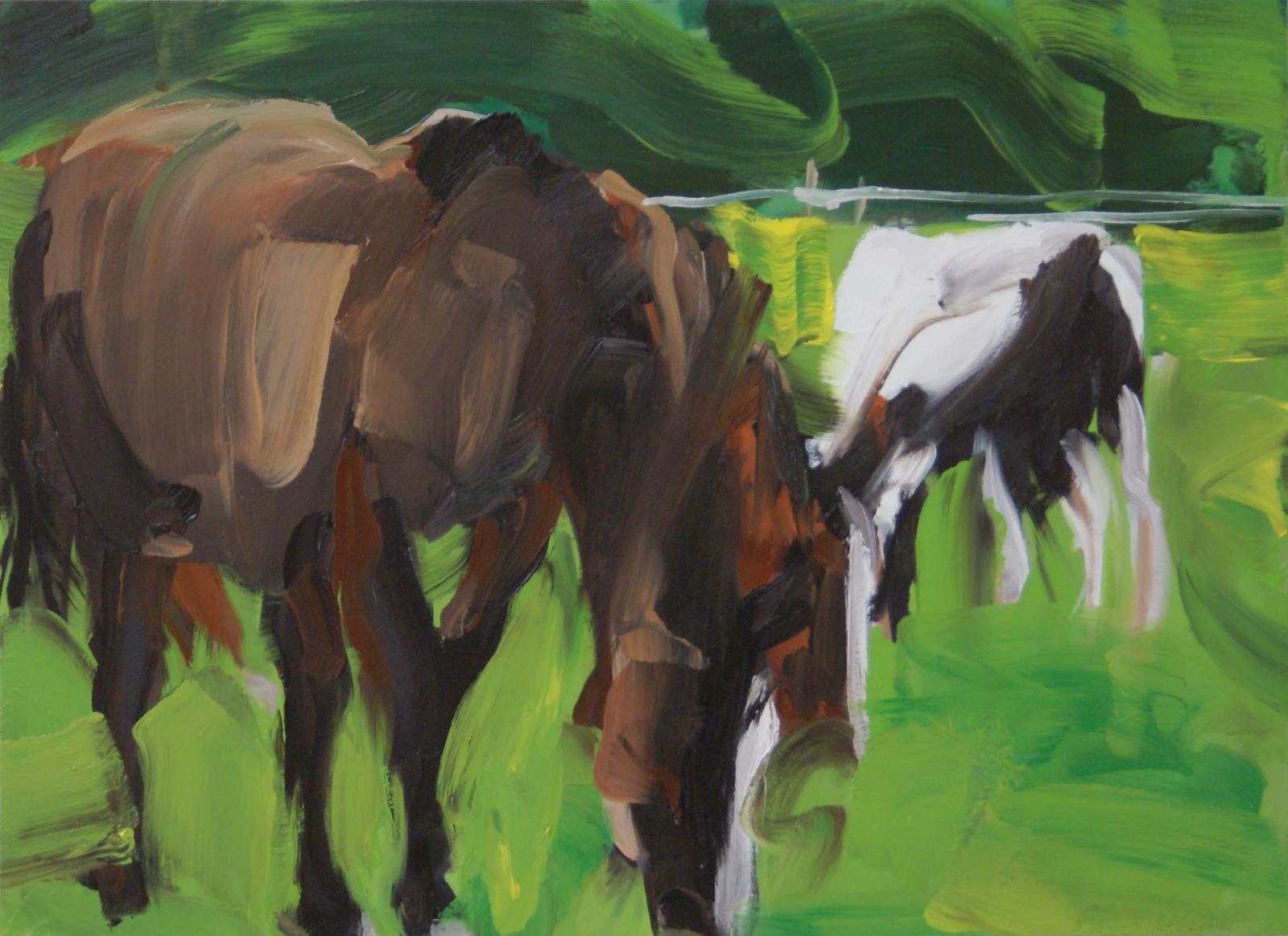 Alireza Varzandeh, pferde III, 2009, Öl auf Leinwand, 80 cm x 110 cm, Preis auf Anfrage, vaa025kü