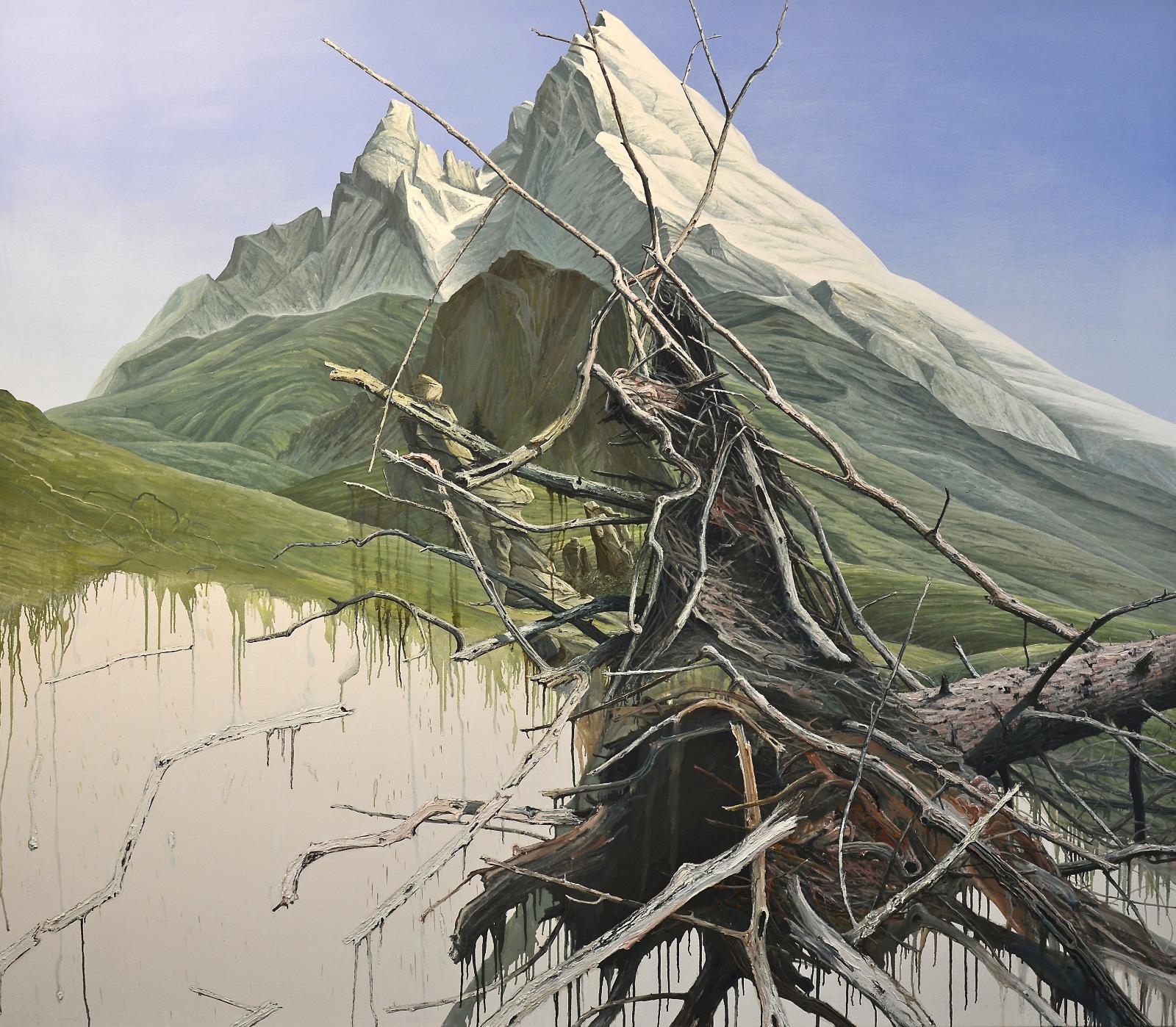 Helge Hommes, Der Watzmann ( 2713m ü.n.N. … nach CDF ), 2017 , Öl auf Leinwand , 210 cm x 230 cm, verkauft, Galerie Cyprian Brenner