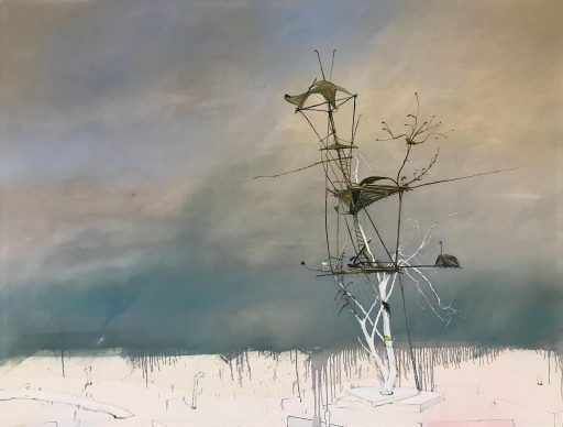 Helge Hommes, HA(M)BITAT , Model MIRO an der Grube , 2021, Öl auf Leinwand, 175 cm x 230 cm, Preis auf Anfrage, Galerie Cyprian Brenner