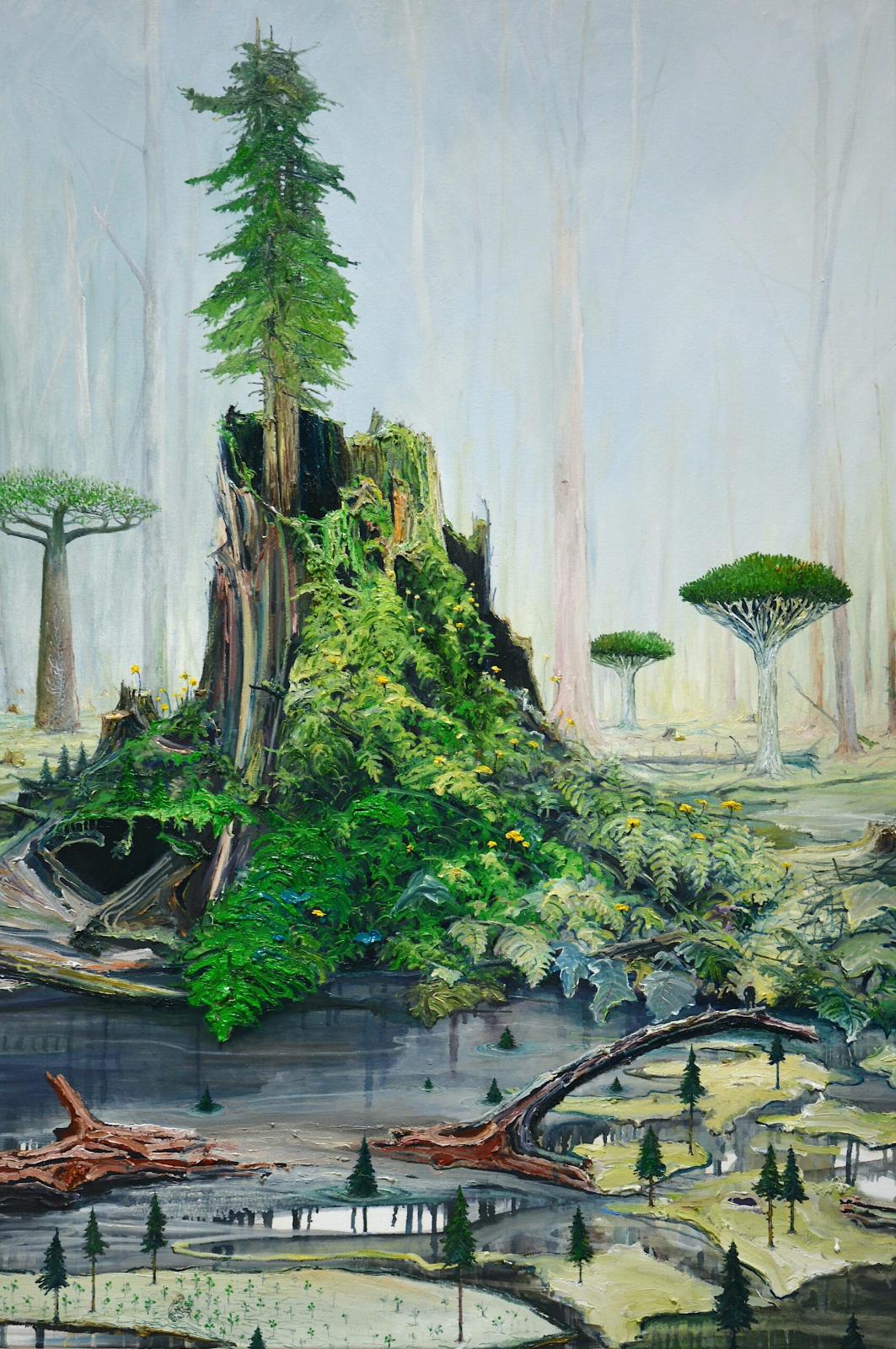 Helge Hommes, Werkgruppe The need of green, Hyperion, 2024, Öl auf Leinwand, 135 cm x 90 cm, Preis auf Anfrage, Galerie Cyprian Brenner