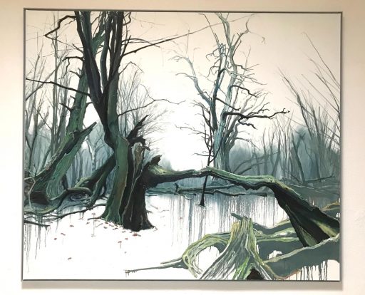 Helge Hommes, DU Baumporträt Buchen Brücke Reinhardswald, Öl auf Leinwand, 170 x 200 cm, Preis auf Anfrage