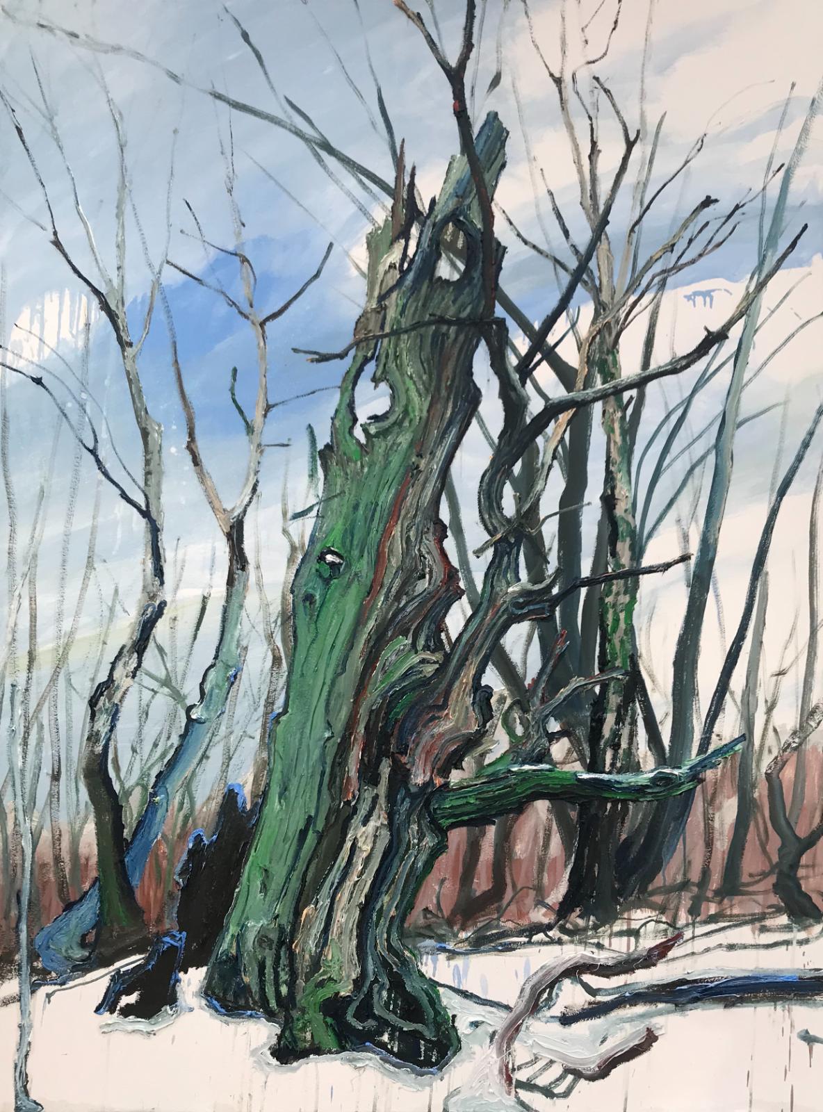 Helge Hommes, DU Baumporträt im Reinhardswald, plein air 2019, Öl auf Leinwand, 160 x 120cm, Preis auf Anfrage