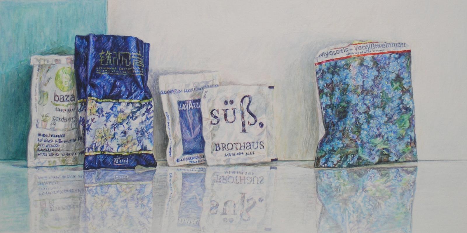 Sabine Christmann, Pärchen - Vergissmeinnicht, 2022, Acryl auf Papier, 18 x 36 cm, Preis auf Anfrage, chs025ko