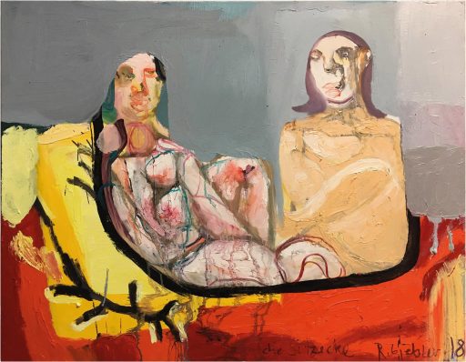 Rüdiger Giebler, Sitzecke, 2018, Ölfarbe auf Leinwand, 80 cm x 100 cm, Preis auf Anfrage, Galerie Cyprian Brenner