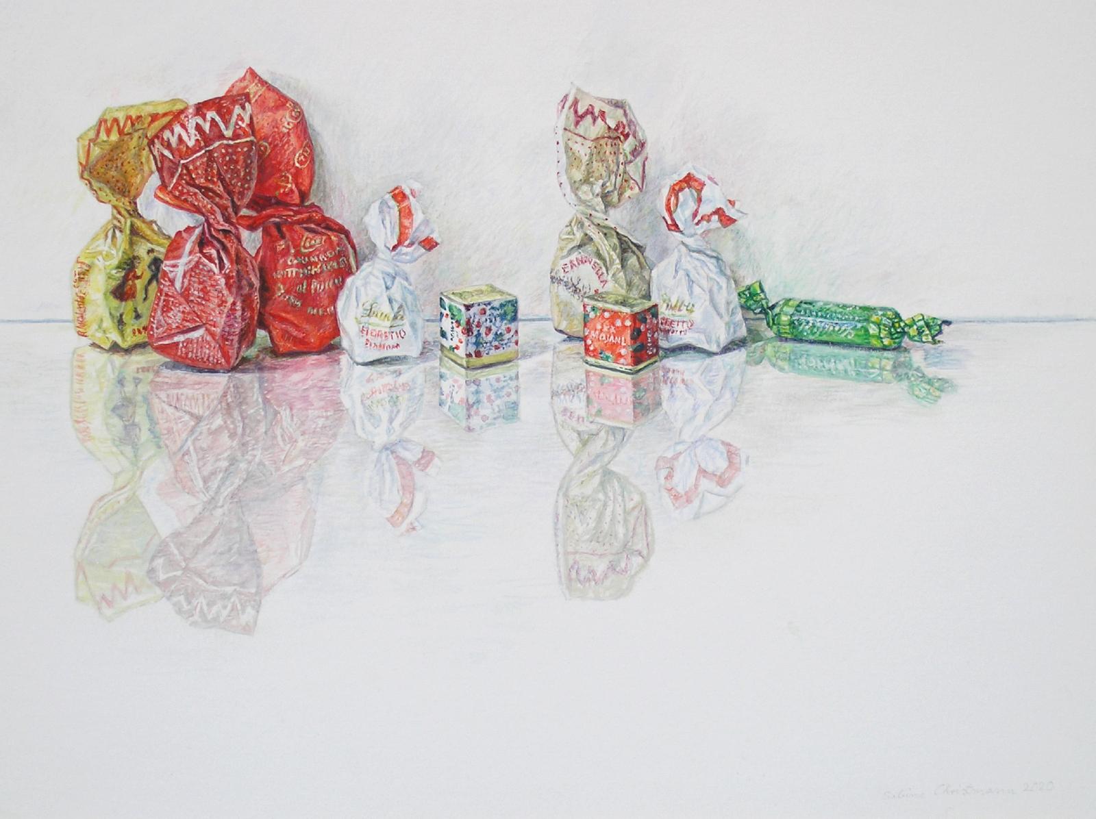 Sabine Christmann, Verusuchung der Fitnesskönigin, 2020, Acryl auf Papier, 30 x 40 cm, Preis auf Anfrage, chs010ko