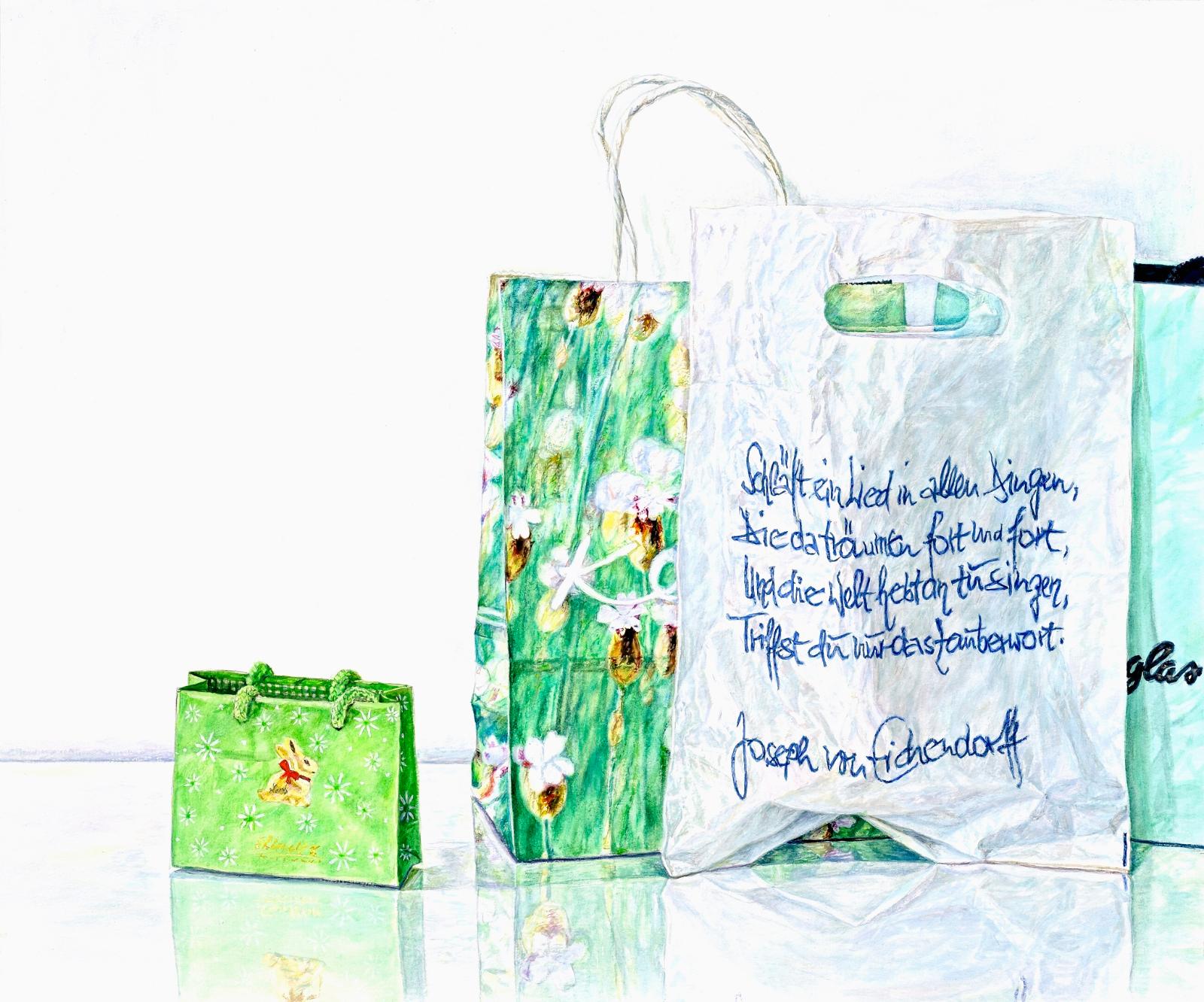 Sabine Christmann, goldener Hase, 2017, Acryl auf Papier, 50 x 60 cm, Preis auf Anfrage, chs016ko