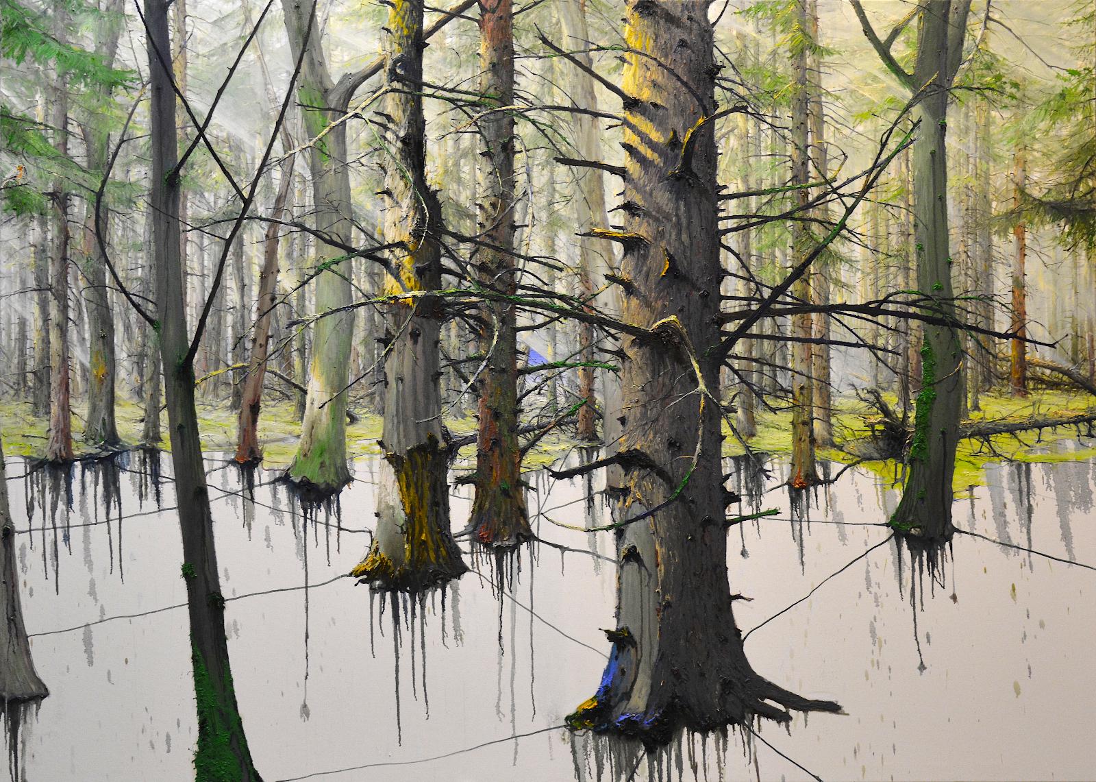 Helge Hommes, WISSEN UND VERGESSEN (III) - into the green, 2022, Öl auf Leinwand, 180 cm x 250 cm , Preis auf Anfrage, Galerie Cyprian Brenner