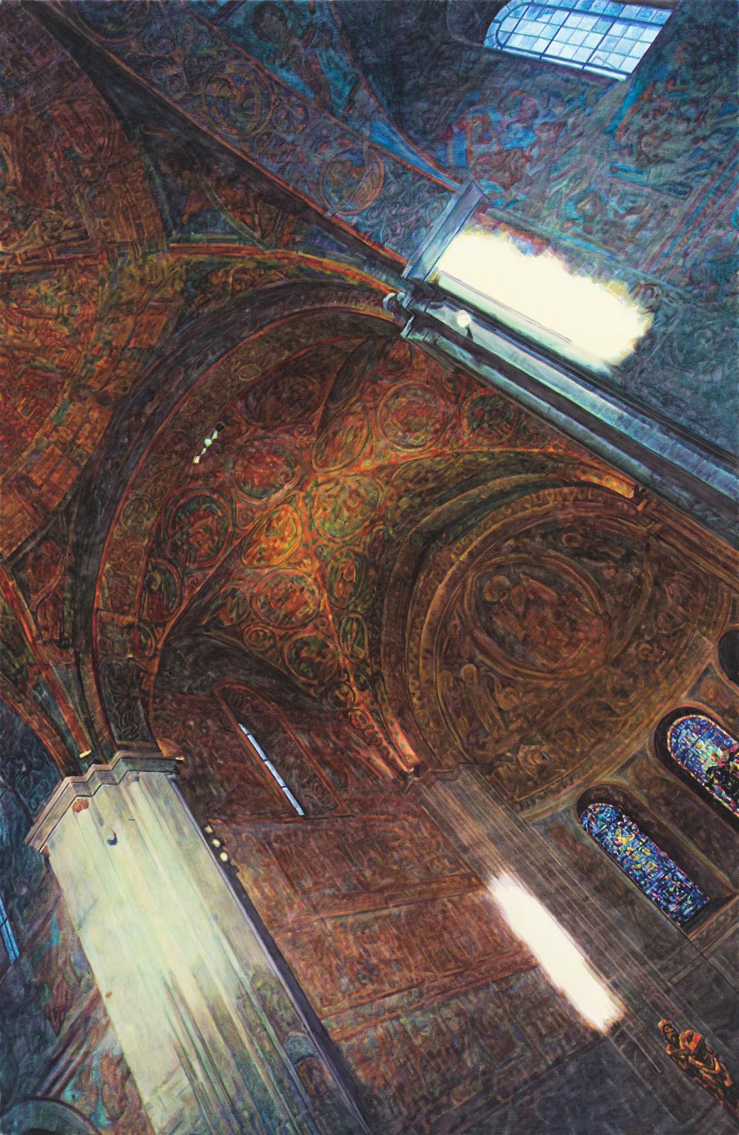 Thomas Schiela, Braunschweiger Dom, 5/2022, Aquarell auf Leinwand, 170 cm x 110 cm, Preis auf Anfrage