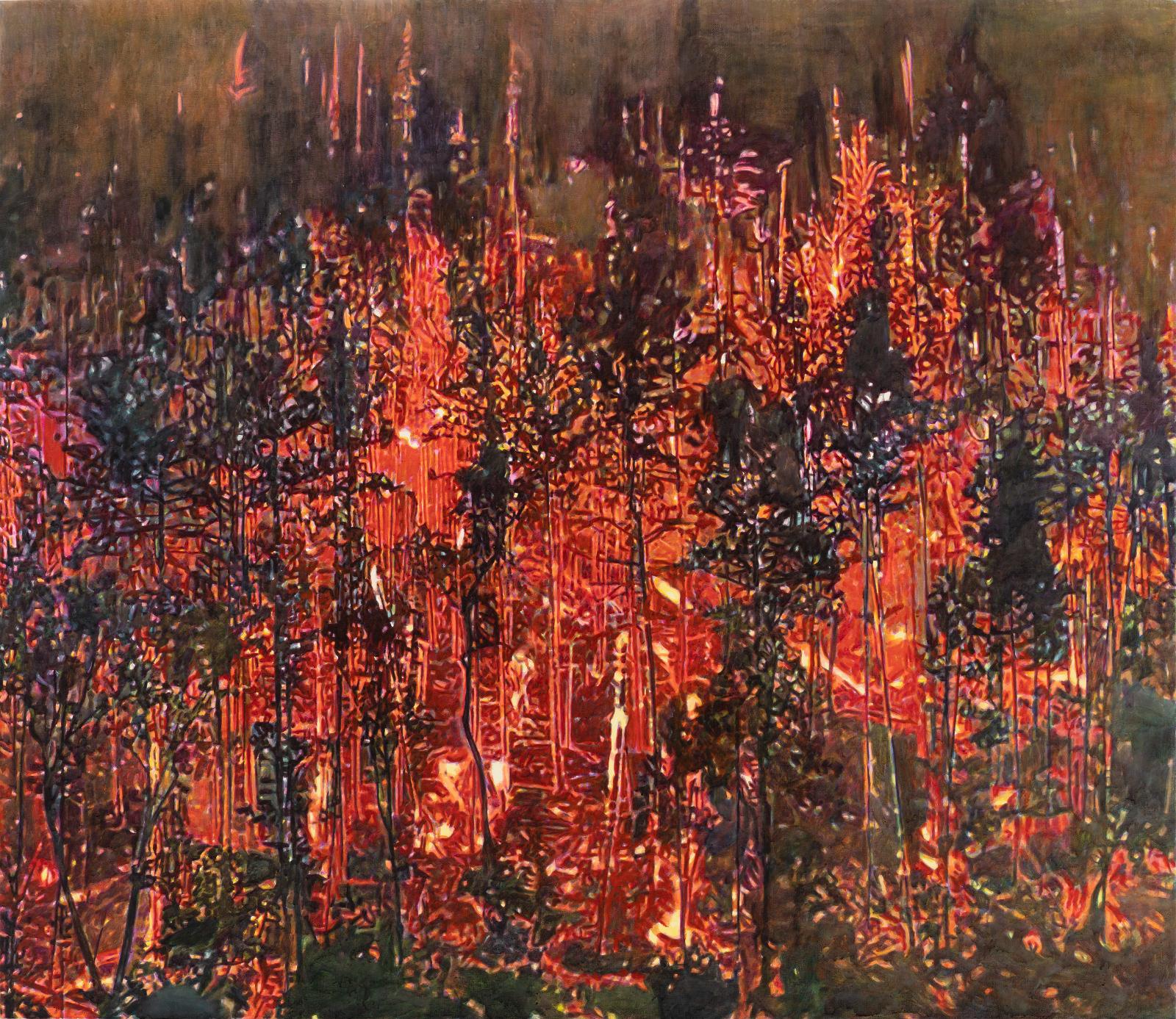 Thomas Schiela, California Burns III, 11.2022, Aquarell auf Leinwand, 130 x 150 cm, Preis auf Anfrage