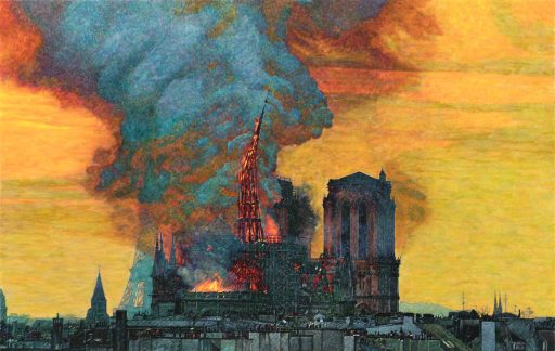 Thomas Schiela, Notre Dame III, 1/2022, Aquarell auf Leinwand, 120 cm x 190 cm, Preis auf Anfrage, Galerie Cyprian Brenner