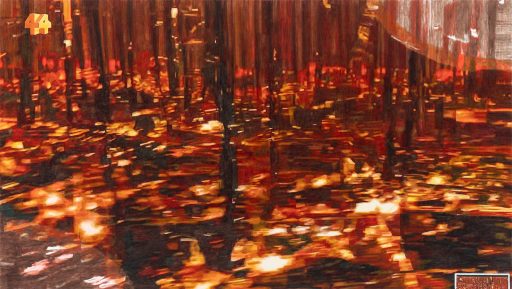 Thomas Schiela, South Australia burns, 2024, Aquarell auf Leinwand, 170 cm x 300 cm, Preis auf Anfrage, Galerie Cyprian Brenner