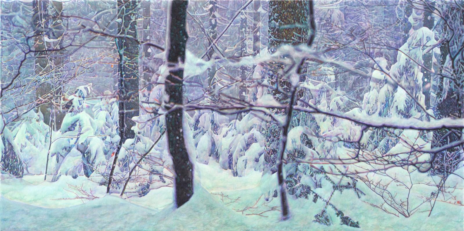 Thomas Schiela, Altreichenau I, 03.2018, Aquarell auf Leinwand, 130 cm x 260 cm, Preis auf Anfrage, sct001ko, Galerie Cyprian Brenner