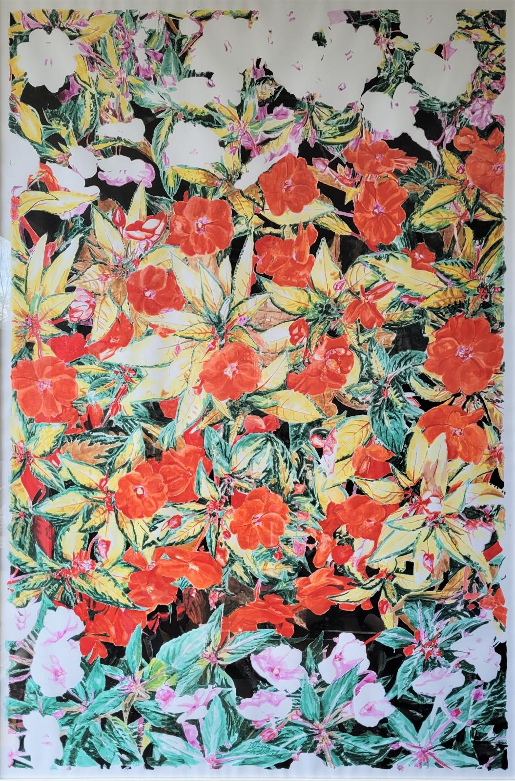 Thomas Schiela, Fleißige Lieschen, 10/2002, Aquarell auf Papier, 198 x 133 cm,, Rahmen 238 x 173 cm, 3mm Glas, 20 cm Rahmenbreite, Preis auf Anfrage, Galerie Cyprian Brenner