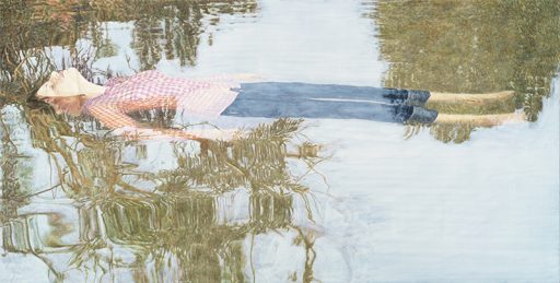 Thomas Schiela , Ophelia , 05.2005 , Aquarell auf Nessel , 151 cm x 298 cm, Preis auf Anfrage, Galerie Cyprian Brenner