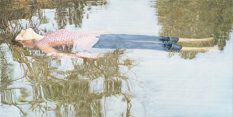 Thomas Schiela, Ophelia, 05.2005, Aquarell auf Nessel, 151 cm x 298 cm, Preis auf Anfrage, Galerie Cyprian Brenner