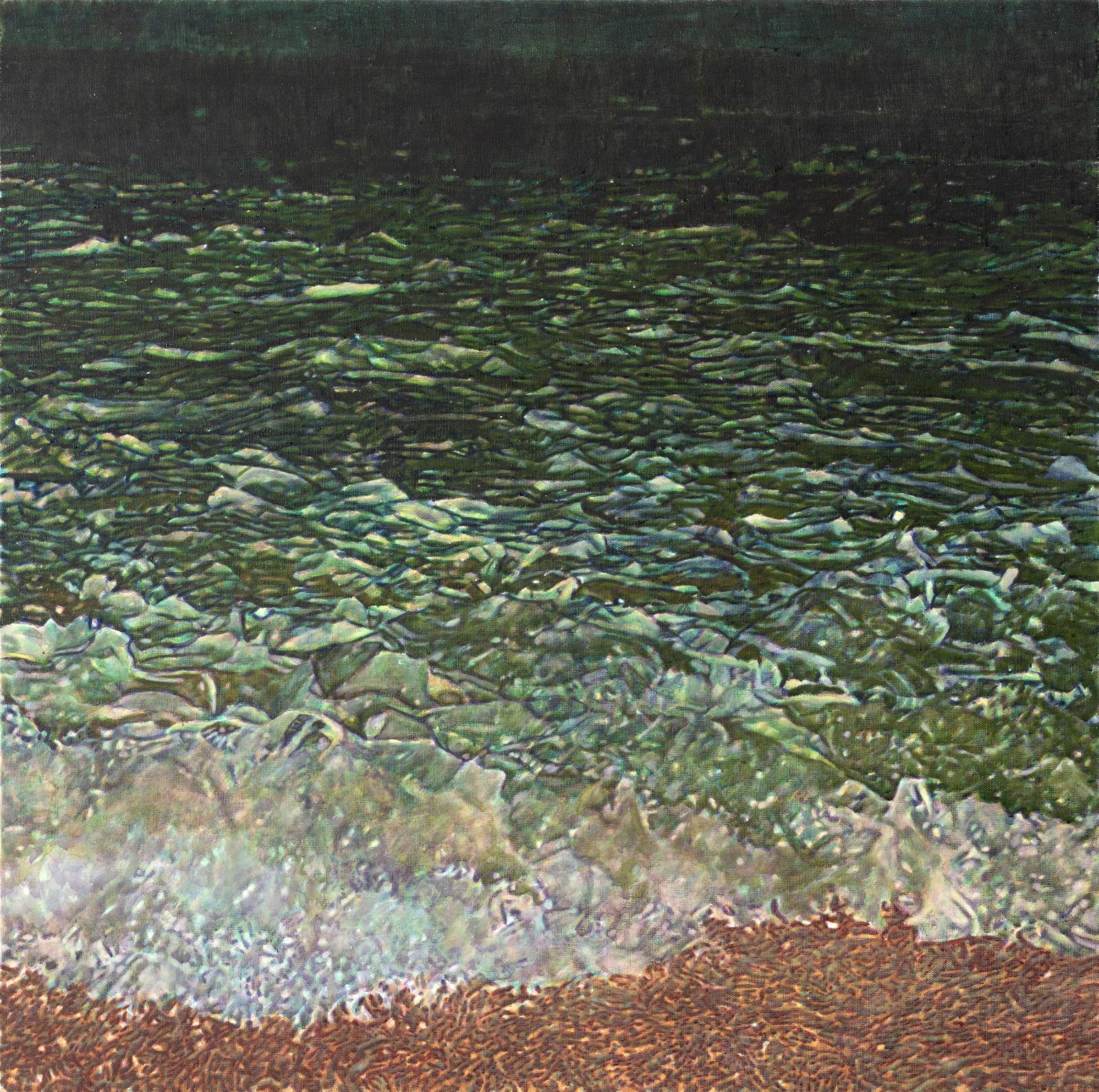 Thomas Schiela, Oostende 4, 2025, Aquarell auf Leinwand, 87,5 cm x 87,5 cm, Preis auf Anfrage, Galerie Cyprian Brenner