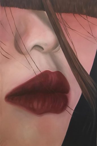 Janka Zöller, Red Lips, 2018, Öl auf Papier, 150 cm x 100 cm