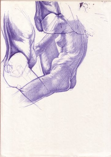 Peter König, Aktstudien, Anatomie, Aktzeichnung, 1982-2002, Kugelschreiber auf Papier, 29,7 cm x 21 cm, Buch Seite 83, Preis auf Anfrage, SüdWestGalerie
