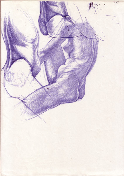 Peter König, Aktstudien, Anatomie, Aktzeichnung, 1982-2002, Kugelschreiber auf Papier, 29,7 cm x 21 cm, Buch Seite 83, Preis auf Anfrage, SüdWestGalerie