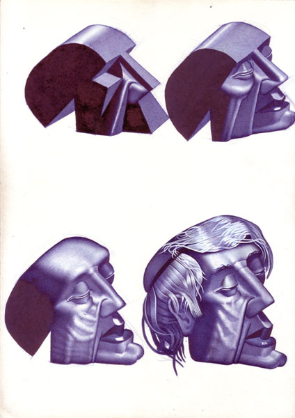 Peter König, Kopfstudien, 1982-2002, Kugelschreiber auf Papier, 29,7 cm x 21 cm, Buch Seite 47, Preis auf Anfrage, SüdWestGalerie