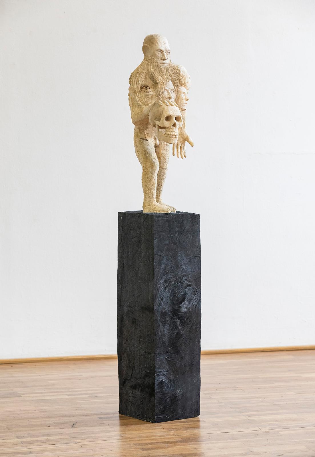 Jan Thomas, Gefährten (Seitenansicht), 201, Pappelholz, Beize, Höhe: 162 cm, Preis auf Anfrage, thj003kü