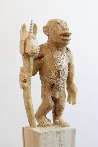 Jan Thomas, Hobby Horsing_, 2025, Pappelholz, Lasur, 146 cm x 34 cm x 21 cm, Preis auf Anfrage, Galerie Cypian Brenner