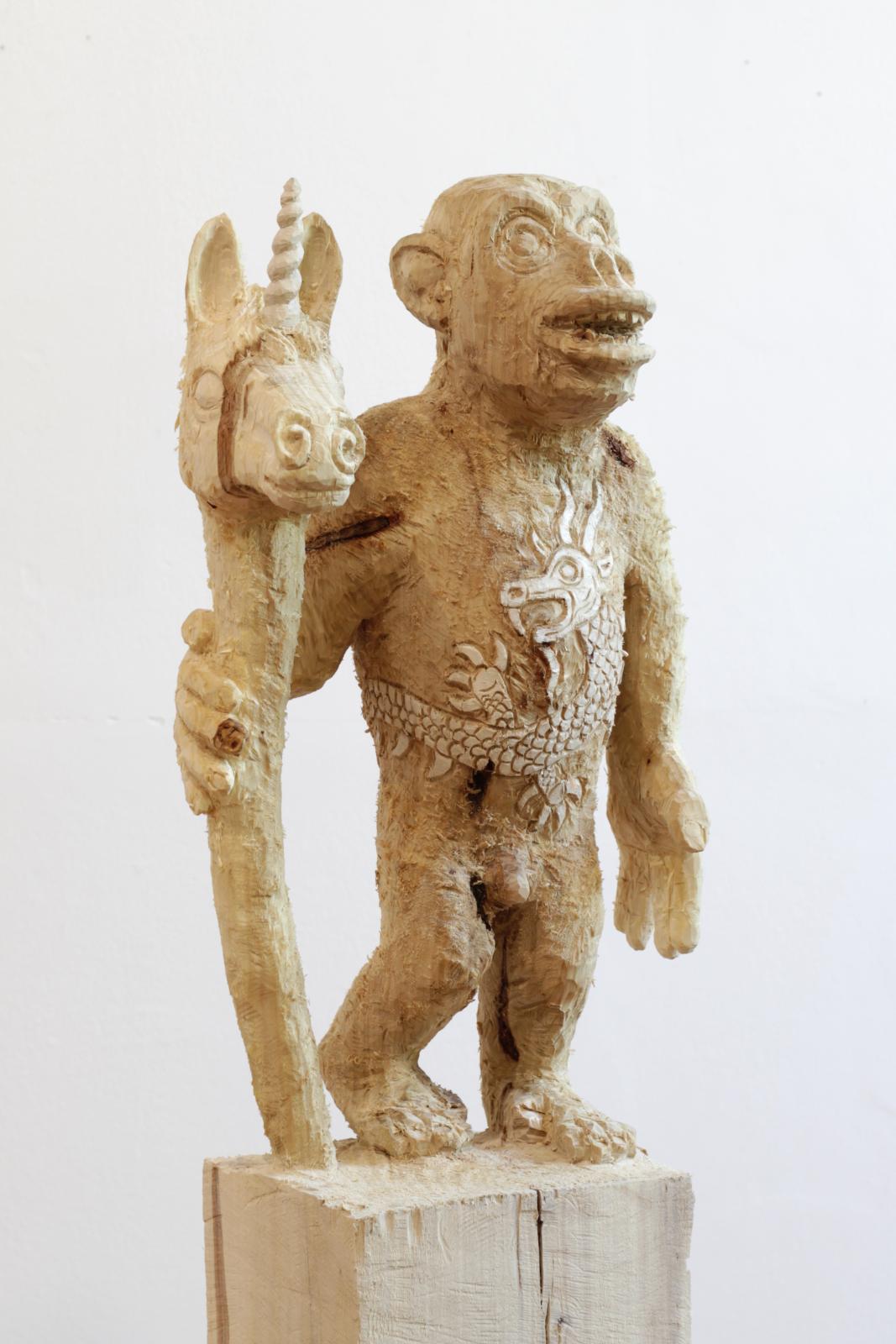 Jan Thomas, Hobby Horsing_, 2025, Pappelholz, Lasur, 146 cm x 34 cm x 21 cm, Preis auf Anfrage, Galerie Cypian Brenner