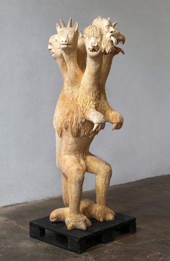 Jan Thomas, Pandämonium I,  2010, Pappelholz, Palette, Höhe: 210 cm, Preis auf Anfrage, thj026kü, Galerie Cyprian Brenner