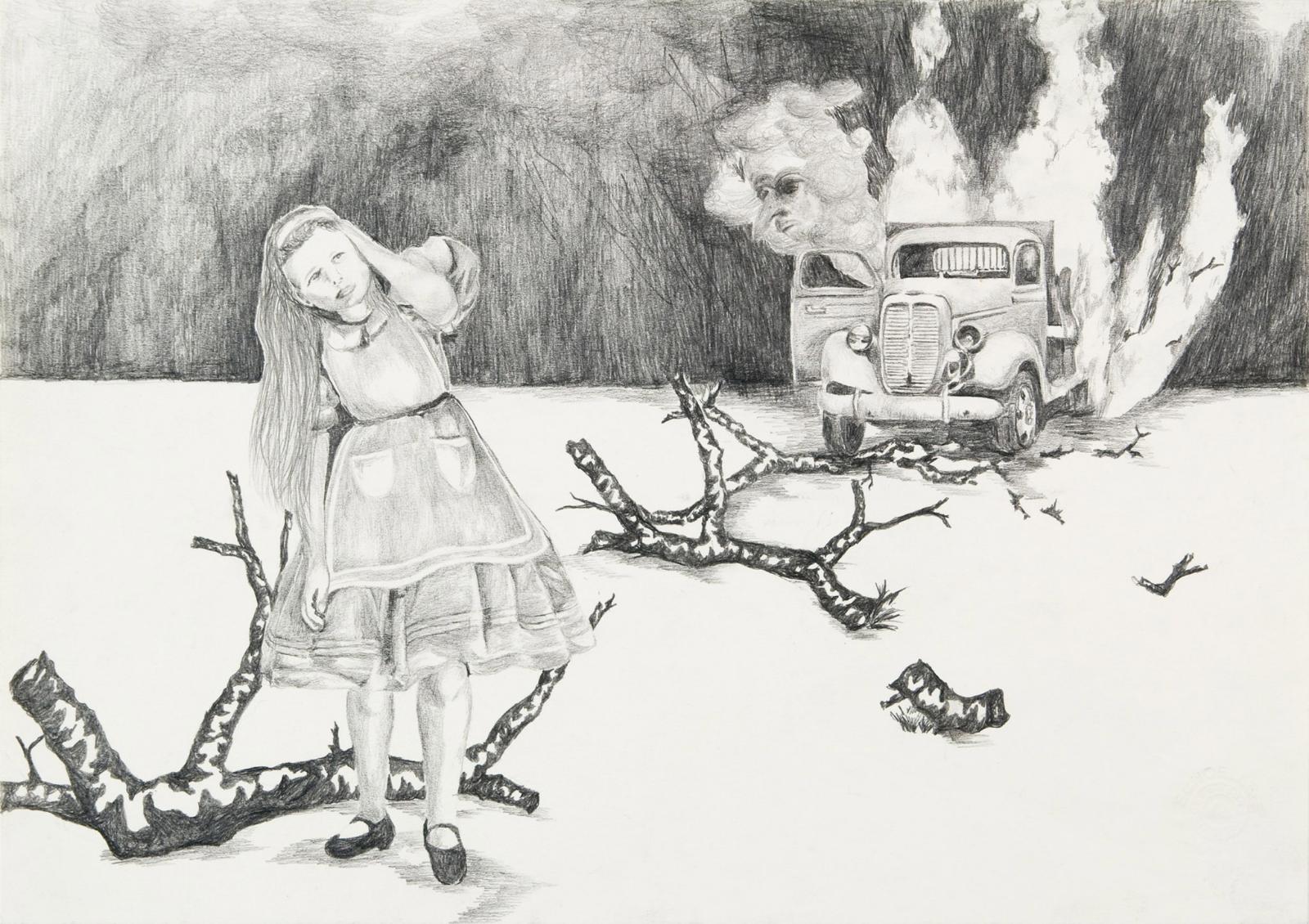 Uta Siebert, Serie Peripherie (Explosion), 2011, Grafit auf Papier, 21 cm x 30 cm, Preis auf Anfrage, siu014kü