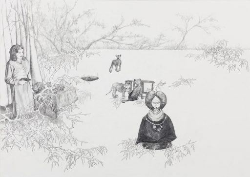 Uta Siebert, Serie Safarie (Wilderer), 2008, Grafit auf Papier, 50 cm x 70 cm, Preis auf Anfrag, siu005kü