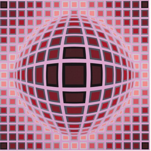 Victor Vasarely, Vega, 1971, Farbserigrafie auf Karton, 58 cm x 58 cm, mit Rahmen 77,5 cm x 67,5 cm, signiert und nummeriert, 125 von 175, Preis auf Anfrage, Galerie Cyprian Brenner