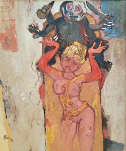 Ernst Wanner, Indischer Tempeltanz, 1974, Öl auf Tafel, 75 cm x 90 cm, Preis auf Anfrage, SüdWestGalerie