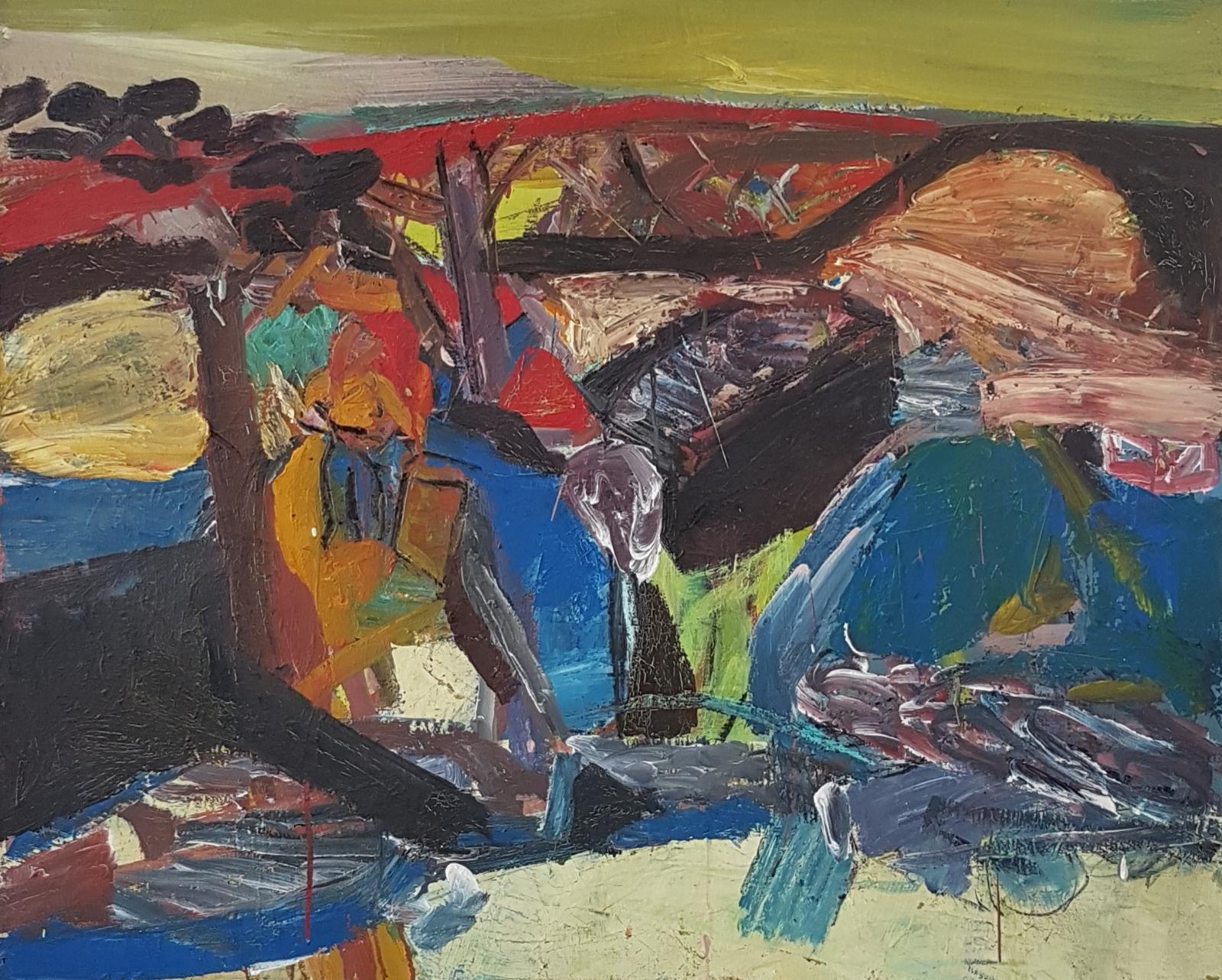Florian Köhler, Rabentag, Öl auf Leinwand, 80 cm x 100 cm, 1994,, Preis auf Anfrage, SüdWestGalerie