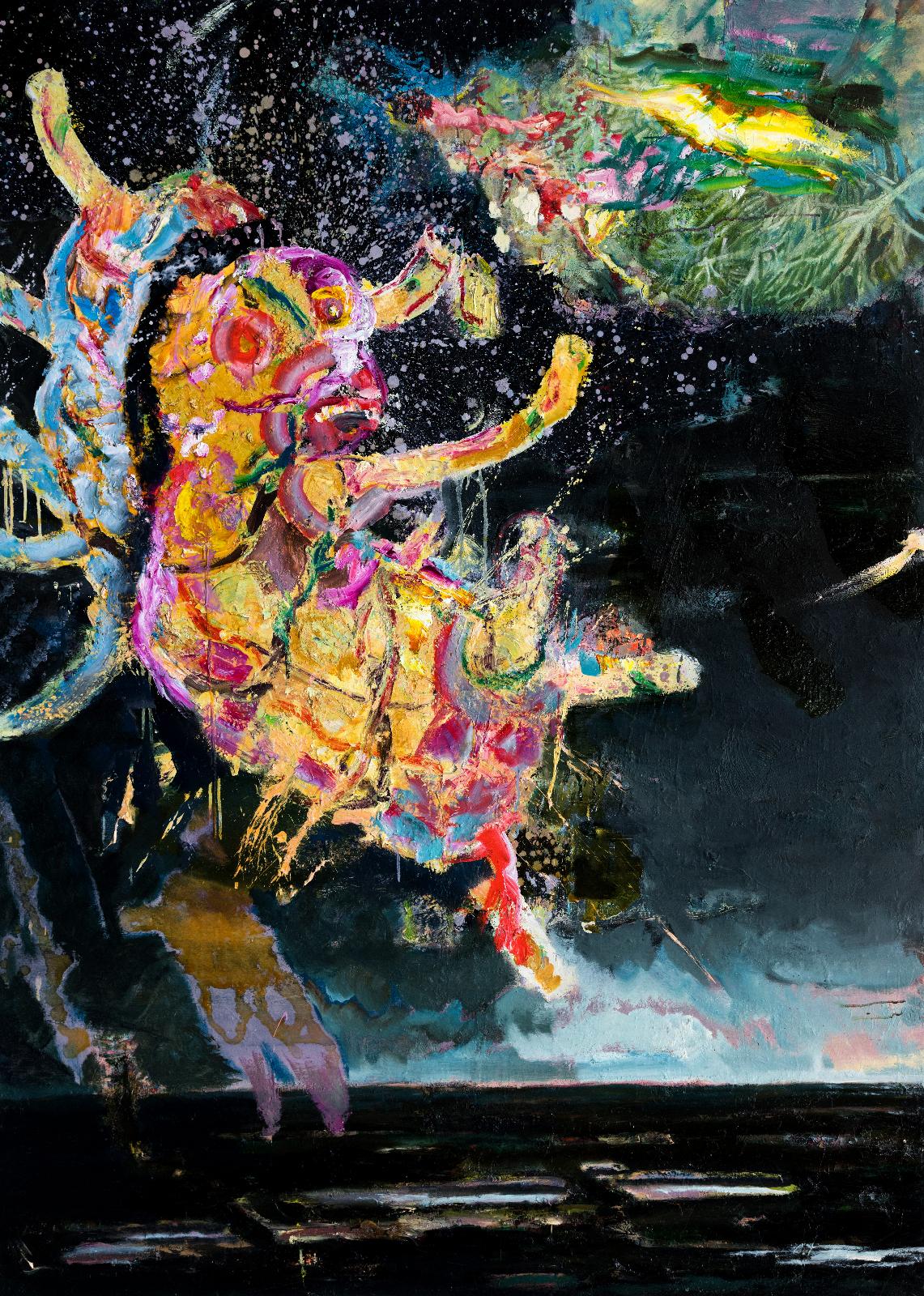 Werner Liebmann, Blitzlicht, 2020, Öl auf Leinwand, 185 cm x 135 cm, Preis auf Anfrage