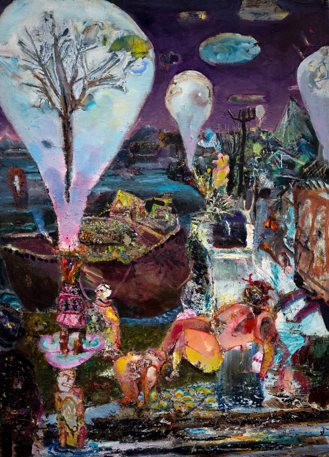 Werner Liebmann, Springer auf b6, 2020, Öl auf Leinwand, 200 cm x 145