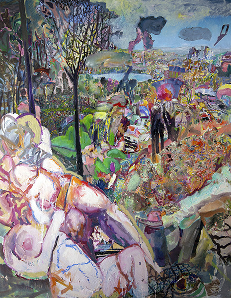 Werner Liebmann badende , 2010 , Öl auf Leinwand , 200 cm x 150 cm , übermalt!, Galerie Cyprian Brenner