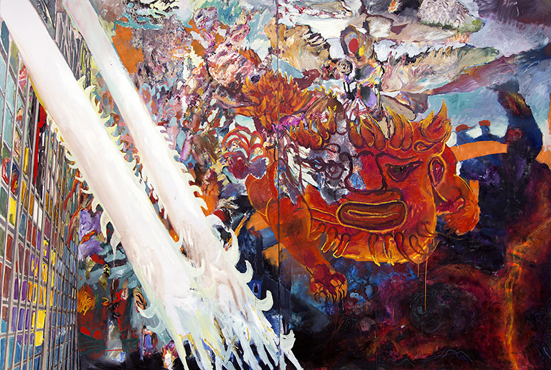 Werner Liebmann , der drache , 2013 , Öl auf Leinwand , 250 cm x 400 cm , Preis auf Anfrage Galerie Cyprian Brenner