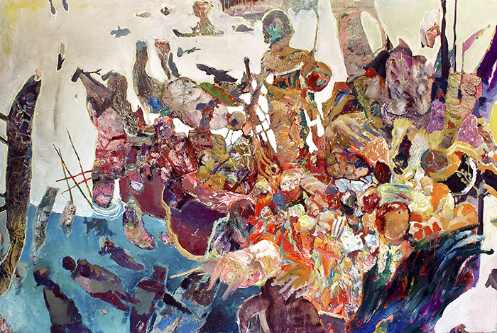 Werner Liebmann schwimmen , 2007 , Öl auf Leinwand , 160 cm x 230 cm , verkauft!, Galerie Cyprian Brenner