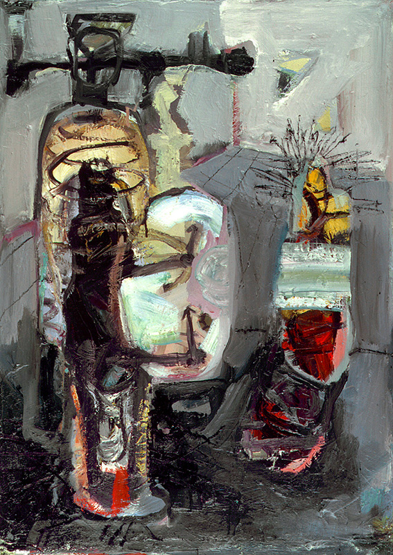 Werner Liebmann , der trommler , 1994 , Öl auf Leinwand , 98 cm x 71 cm , verkauft!, Galerie Cyprian Brenner