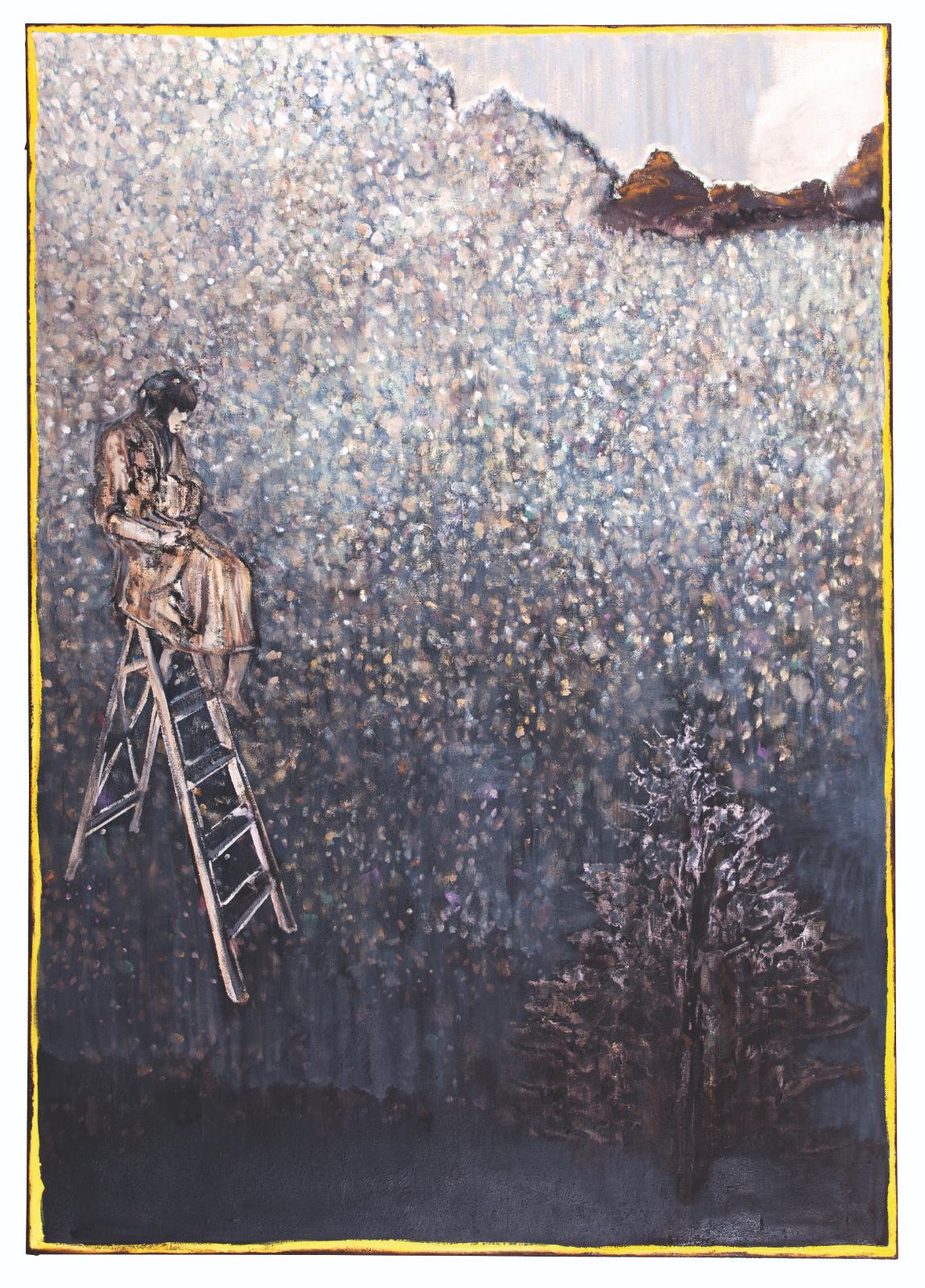 Christofer Kochs, Erfindung der Wirklichkeit, Sand/Öl auf gefalteter Leinwand, 200 x 140 cm, Preis auf Anfrage