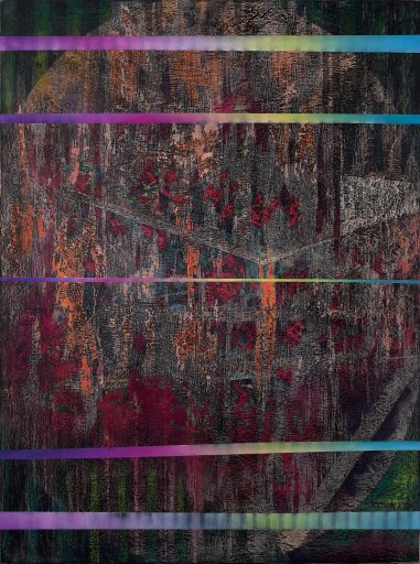 Philipp Zörndlein, Auf der Erbse, 2018, Öl, Lack, Tusche und Acryl auf Holz, 160 cm x 120 cm, verkauft!, Galerie Cyprian Brenner
