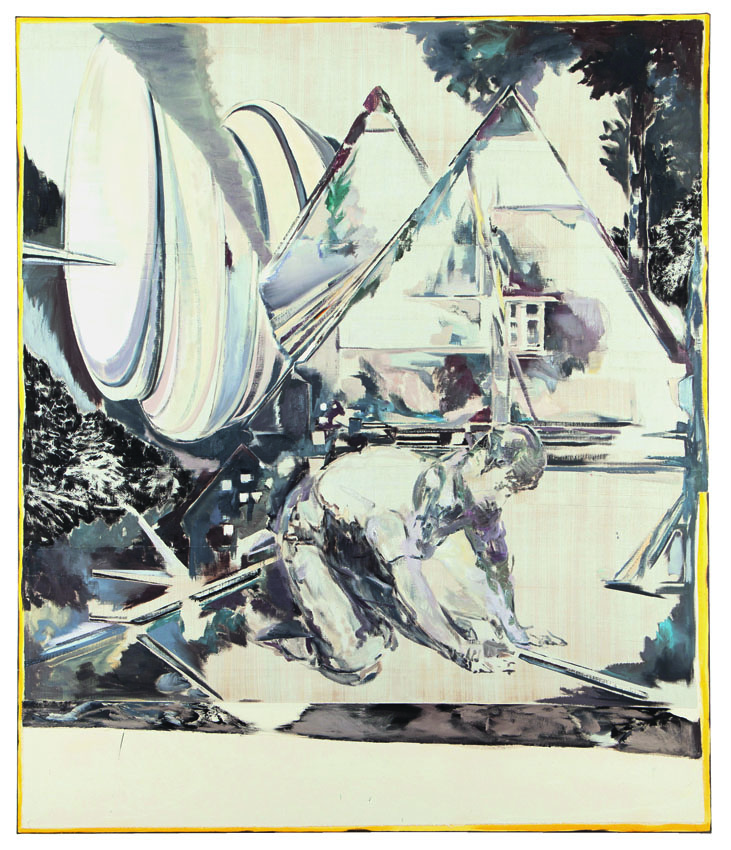 Christofer Kochs, Resonanzboden, 2015, Öl und Tusche auf gefalt. Leinwand, 240 x 200 cm, Preis auf Anfrage, koc002kü