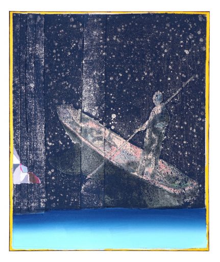 Christofer Kochs, Wiedersehen mit der Gegenwart, 2021, Öl auf gefalteter Leinwand, 60 x 50 cm, Preis auf Anfrage