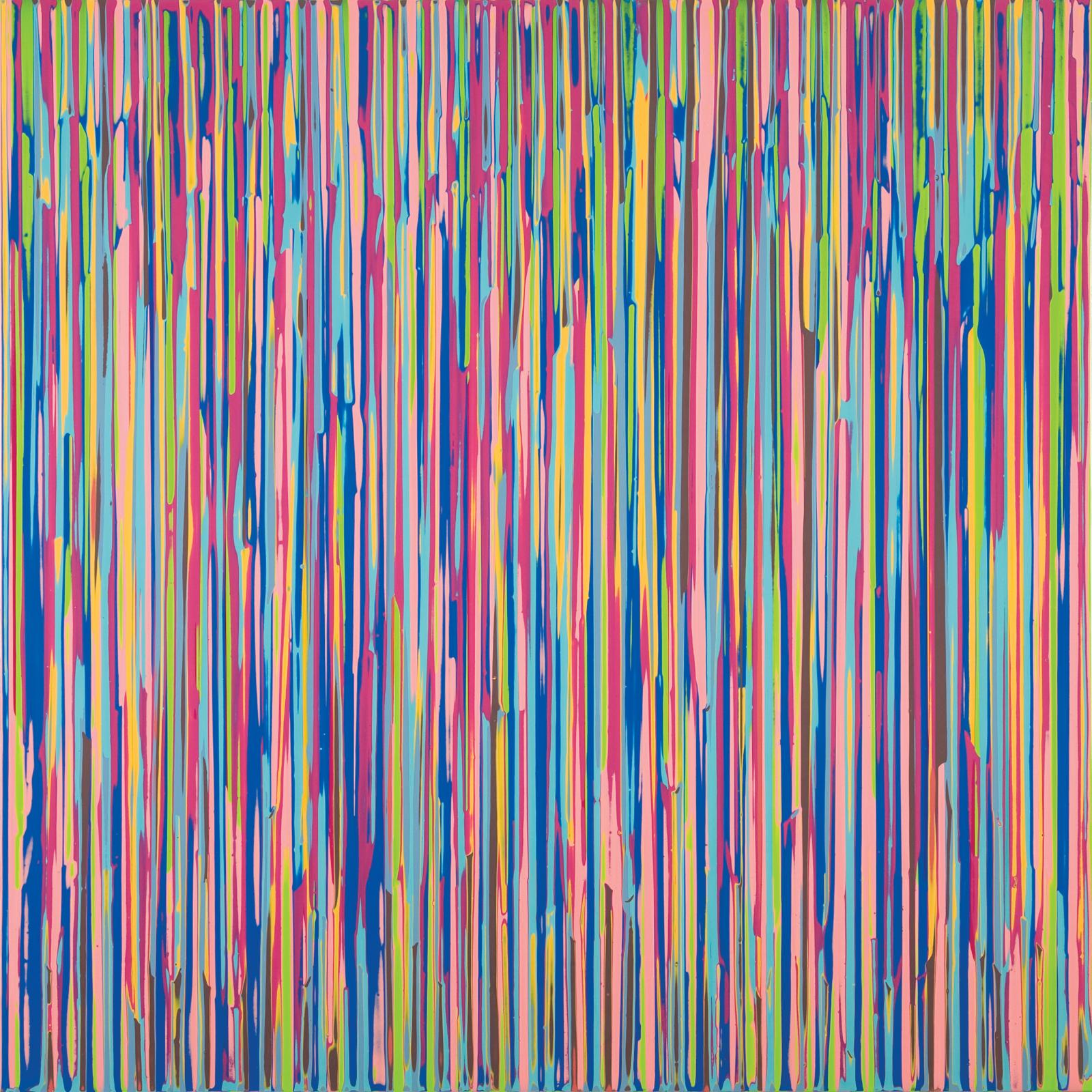 Stefan Schiek Warpainting (blau) , 2015, Glanzlack auf Aluminium , 100 cm x 100 cm, Preis auf Anfrage, Galerie Cyprian Brenner