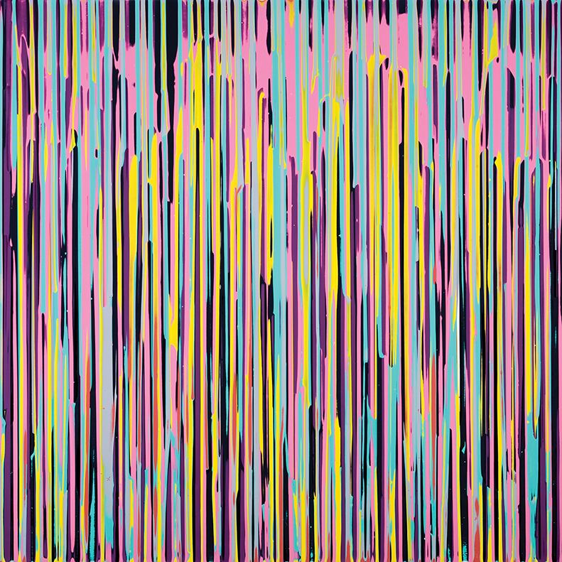 Stefan Schiek Warpainting (türkis) , 2015, Glanzlack auf Aluminium , 100 cm x 100 cm, Preis auf Anfrage, Galerie Cyprian Brenner