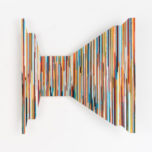 Stefan Schiek, WARFOLD #4, 2019, Glanzlack auf gefaltetem Aluminium, 60 x 60 cm, Preis auf Anfrage