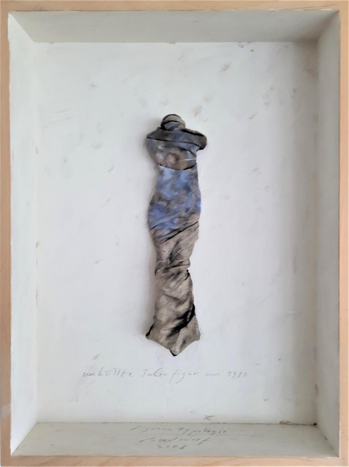 Jürgen Brodwolf, Figurentypologie 2008, umhüllte Tubenfigur um 1980, 40 cm x 30 cm, Preis auf Anfrage, Galerie Cyprian Brenner
