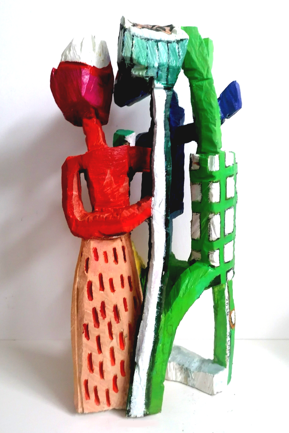 Terence Carr, Counting Sighs, 2020, Holz, farbig gefasst, 68 cm x 32 cm x 35 cm, verkauft!