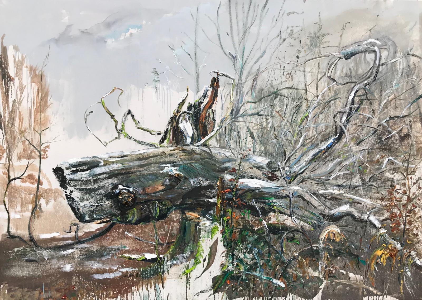 Saxana Schötschel, Nr. 2 Baumportrait, RHW ..., DER URWAL IM URWALD, 2019, Öl auf Leinwand, 180 cm x 250 cm, Preis auf Anfrage, Galerie Cyprian Brenner